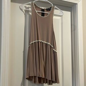 Tan Racerback Tank Top with Crochet Edge